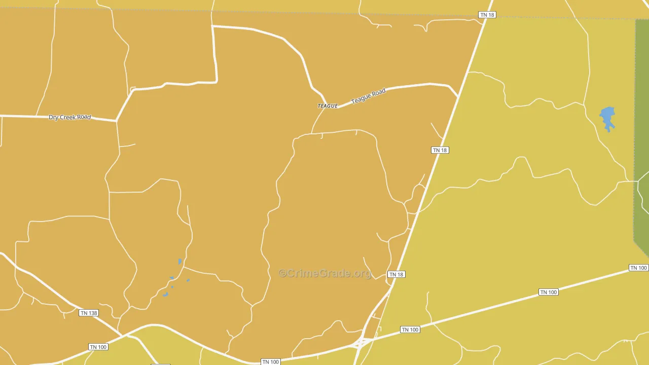 Teague, TN Map of Vehicle Theft Rates