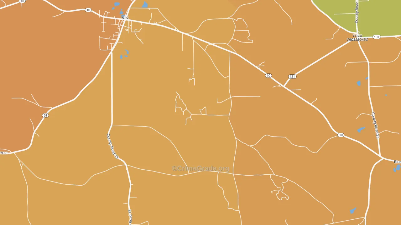 Teals Crossroads, AL Map of Vehicle Theft Rates