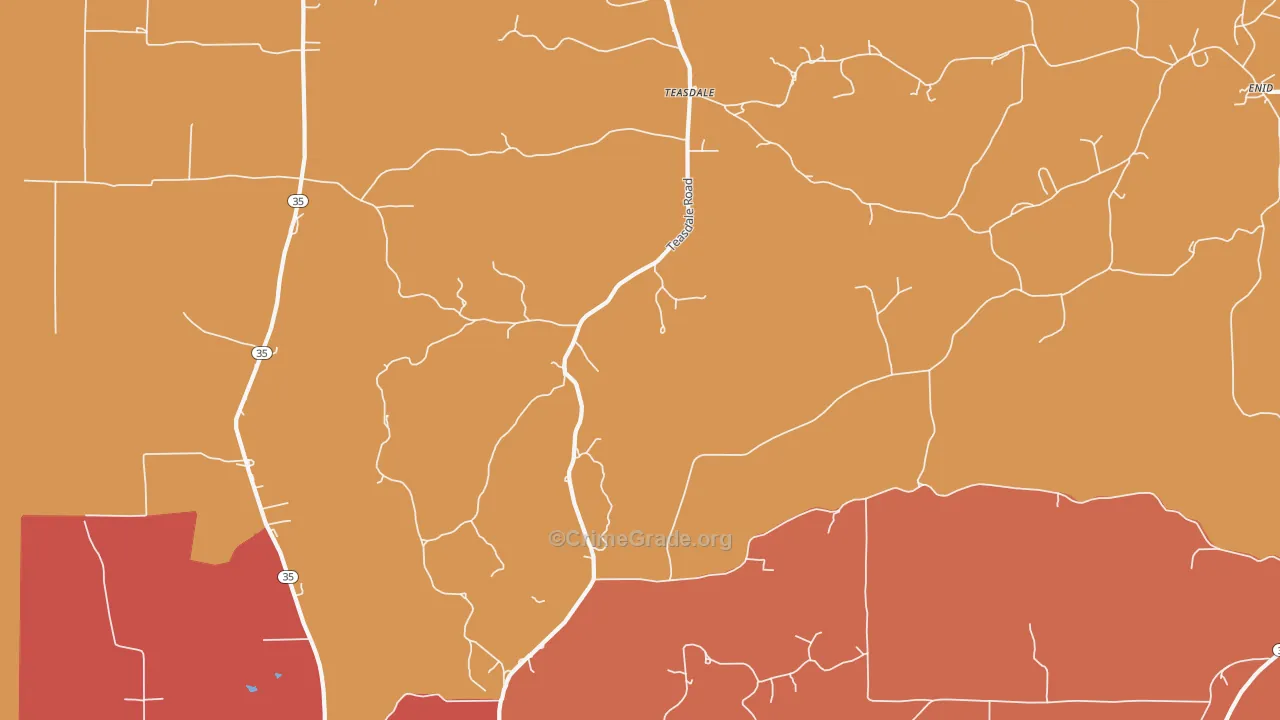 Teasdale, MS Map of Vehicle Theft Rates