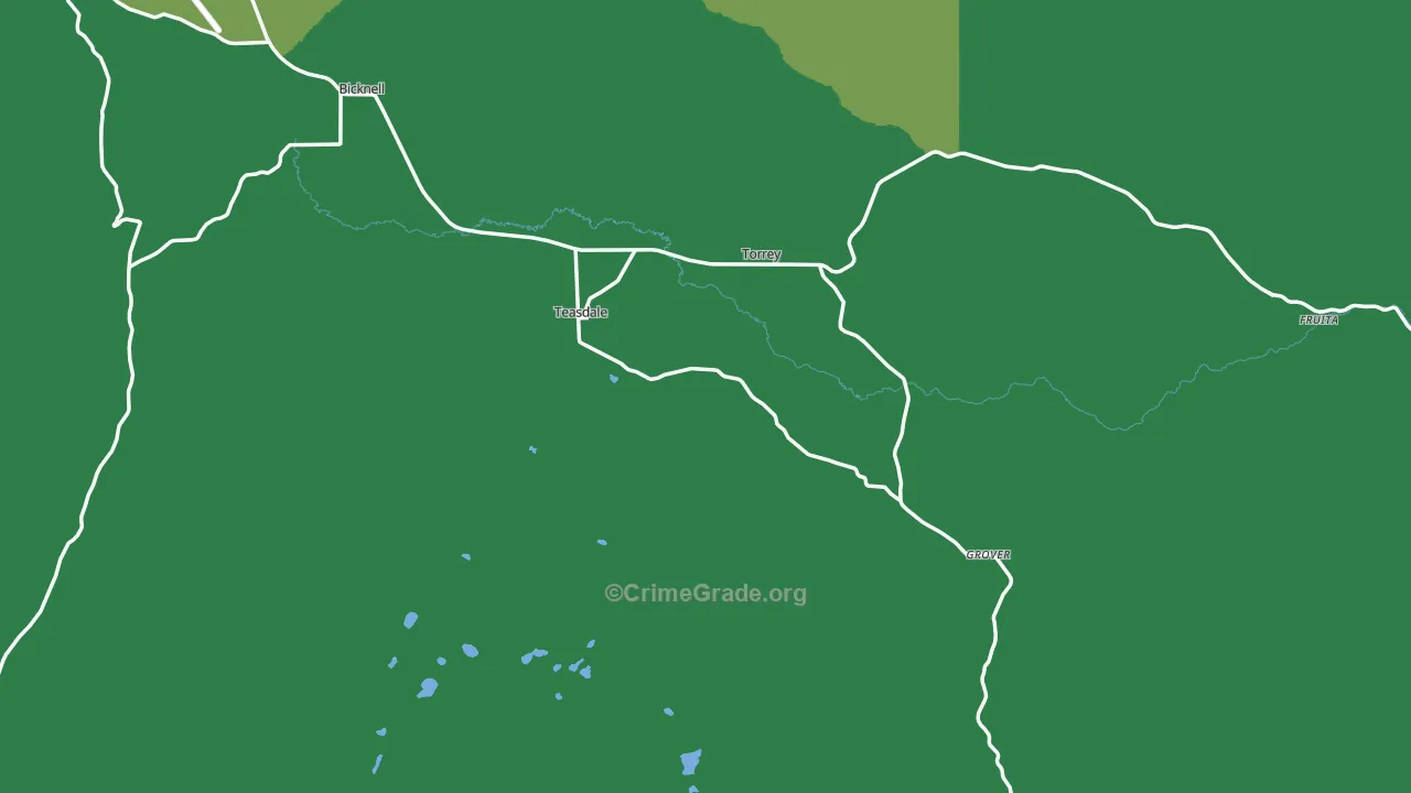 Teasdale, UT Map of Vehicle Theft Rates