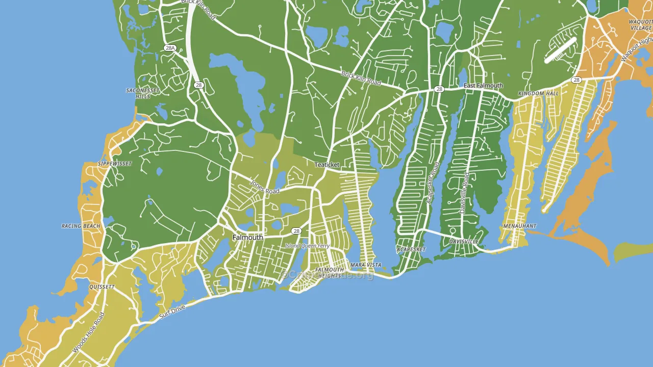Teaticket, East Falmouth, MA Map of Vehicle Theft Rates