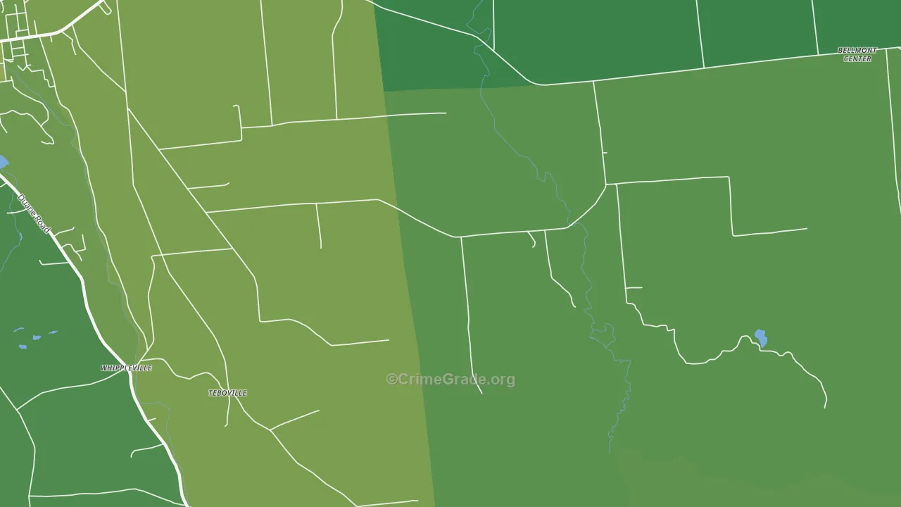 Teboville, NY Map of Vehicle Theft Rates