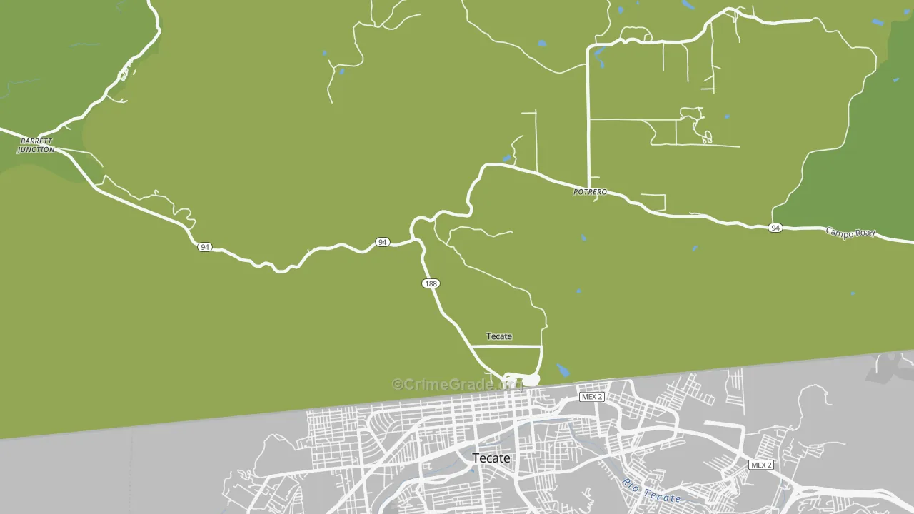 Tecate, CA Map of Vehicle Theft Rates
