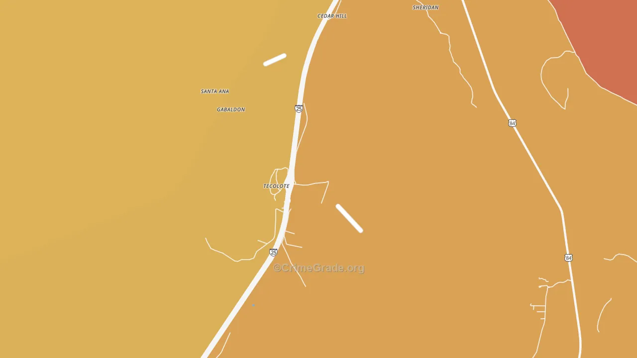 Tecolote, NM Map of Vehicle Theft Rates