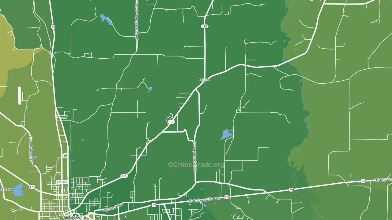 Tecula, TX Map of Vehicle Theft Rates