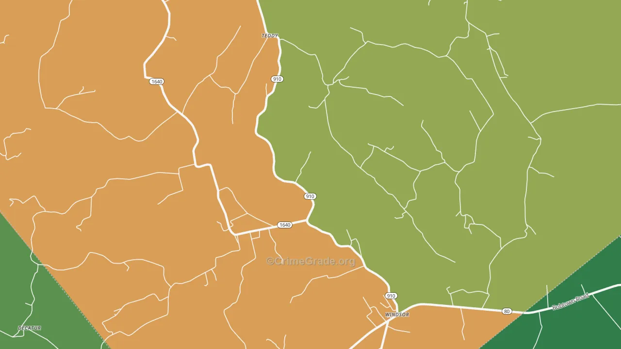 Teddy, KY Map of Vehicle Theft Rates