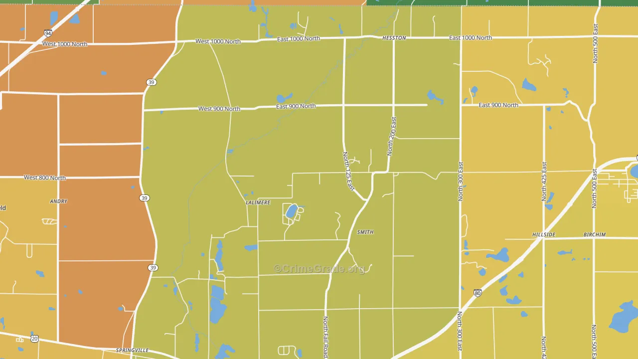 Tee Lake, IN Map of Vehicle Theft Rates