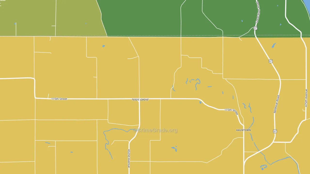 Teeds Grove, IA Map of Vehicle Theft Rates