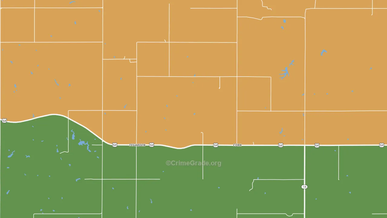 Tegarden, OK Map of Vehicle Theft Rates