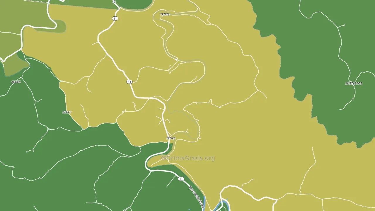 Teges, KY Map of Vehicle Theft Rates