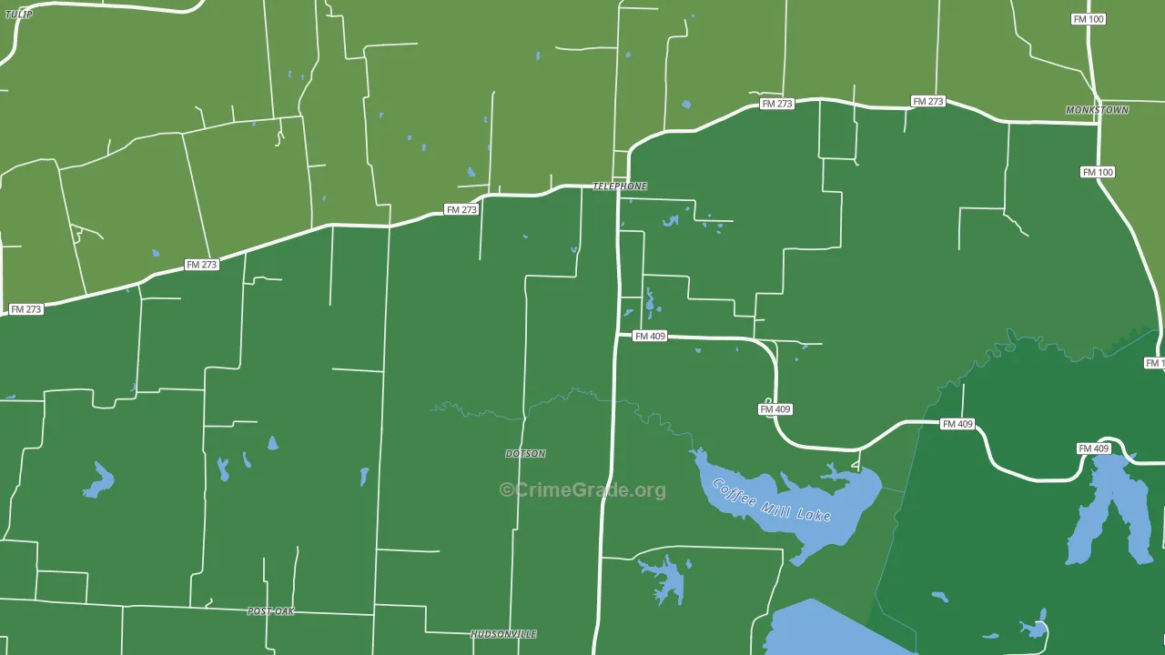 Telephone, TX Map of Vehicle Theft Rates