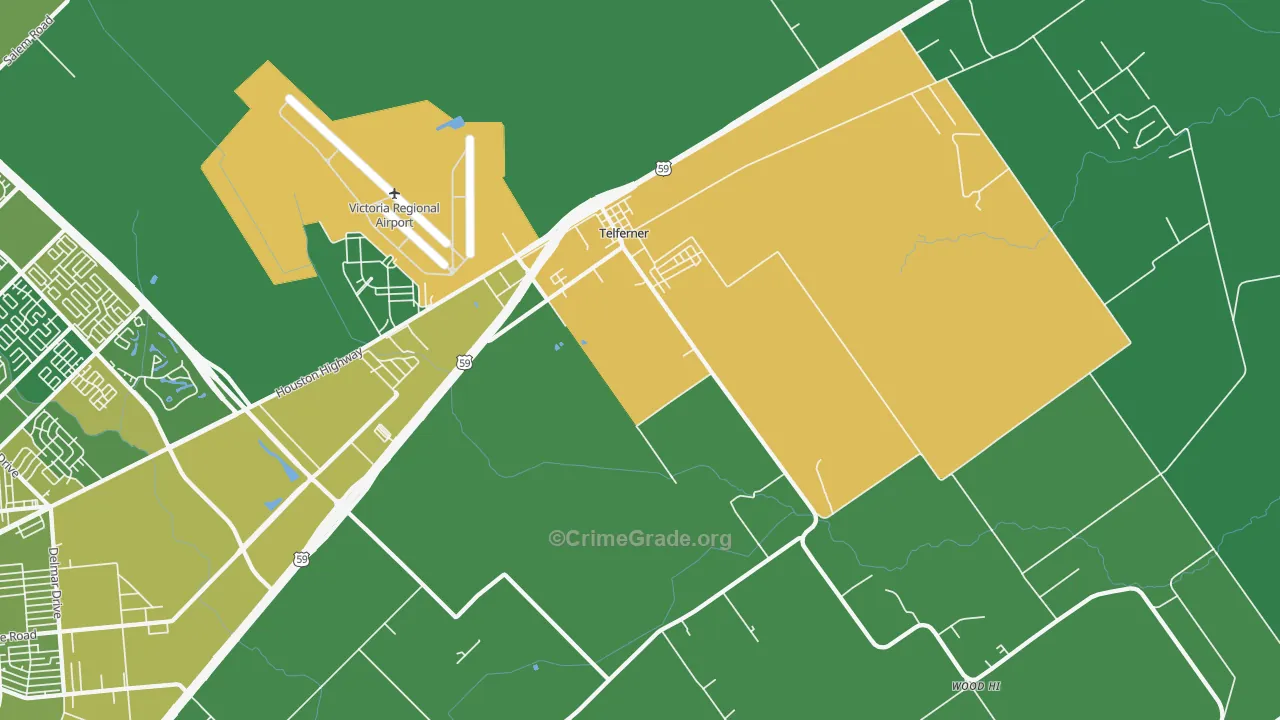 Telferner, TX Map of Vehicle Theft Rates