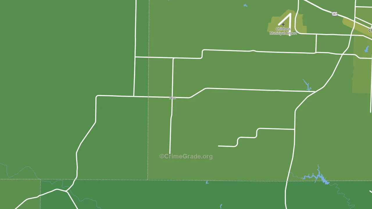 Tell, TX Map of Vehicle Theft Rates