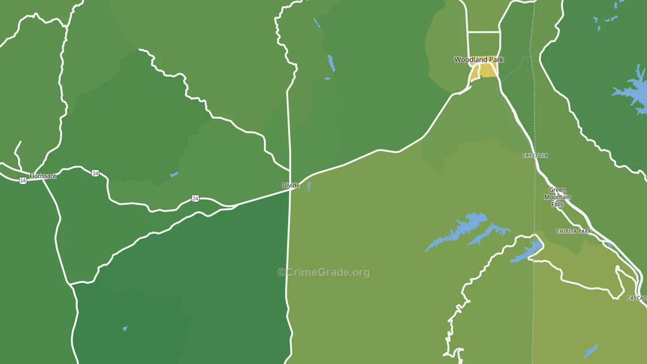 Teller County, CO Map of Vehicle Theft Rates