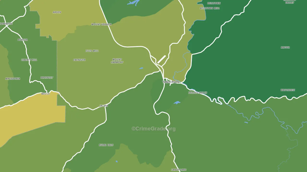 Tellico Plains, TN Map of Vehicle Theft Rates