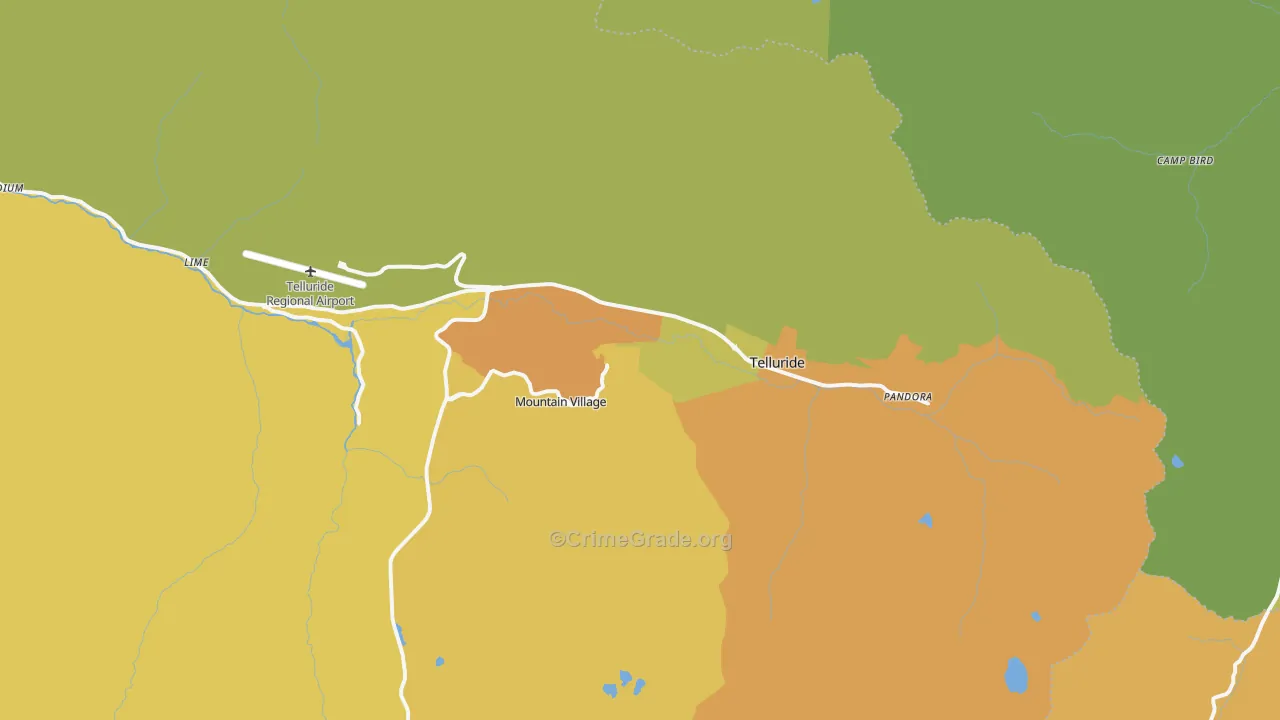 Telluride, CO Map of Vehicle Theft Rates