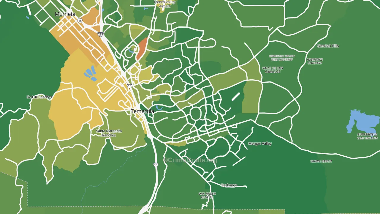 Temecula, CA Map of Vehicle Theft Rates