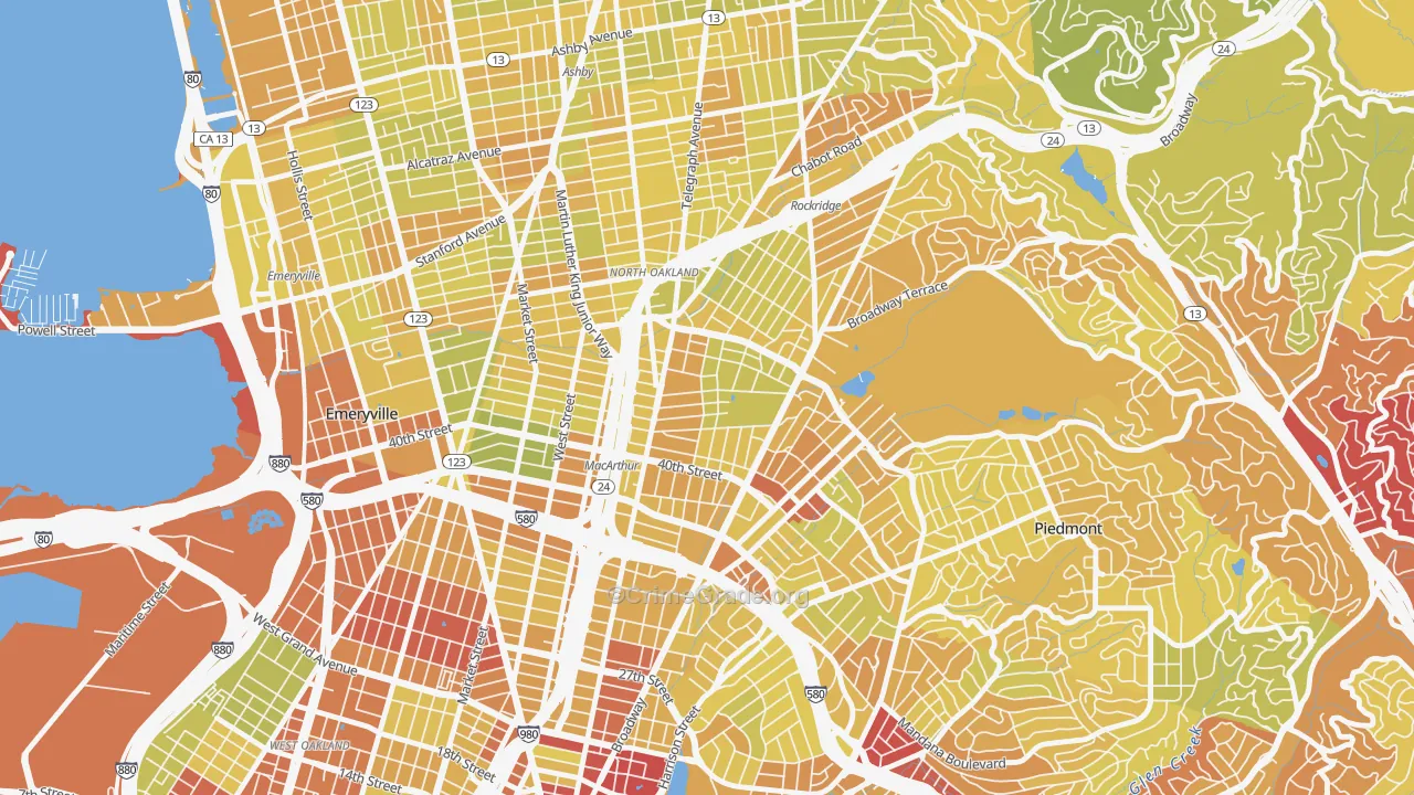 Temescal, Oakland, CA Map of Vehicle Theft Rates