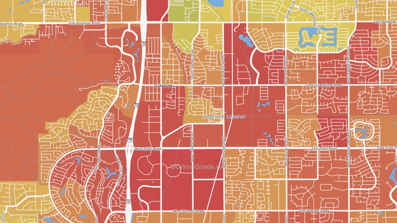 Tempe Royal Estates, Tempe, AZ Map of Vehicle Theft Rates