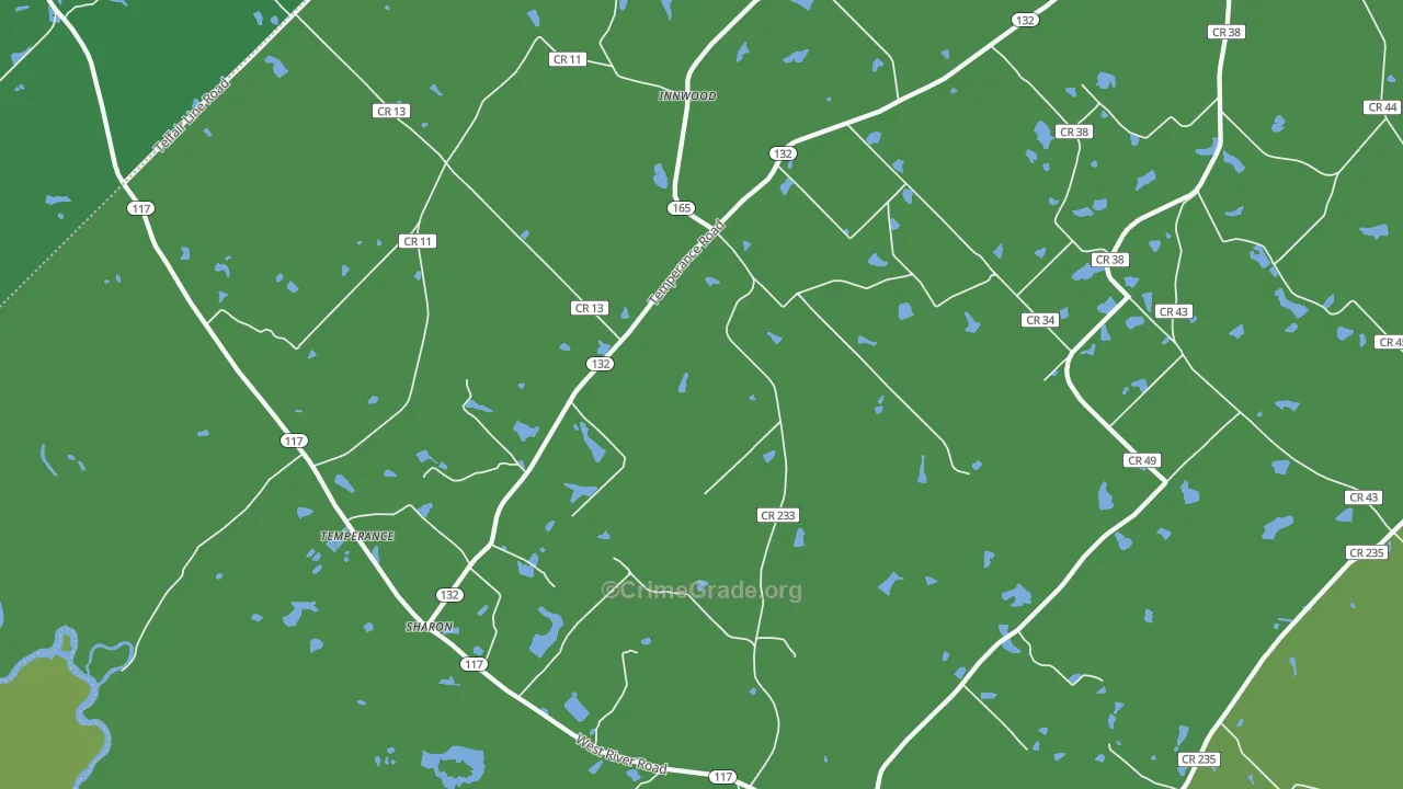 Temperance, GA Map of Vehicle Theft Rates