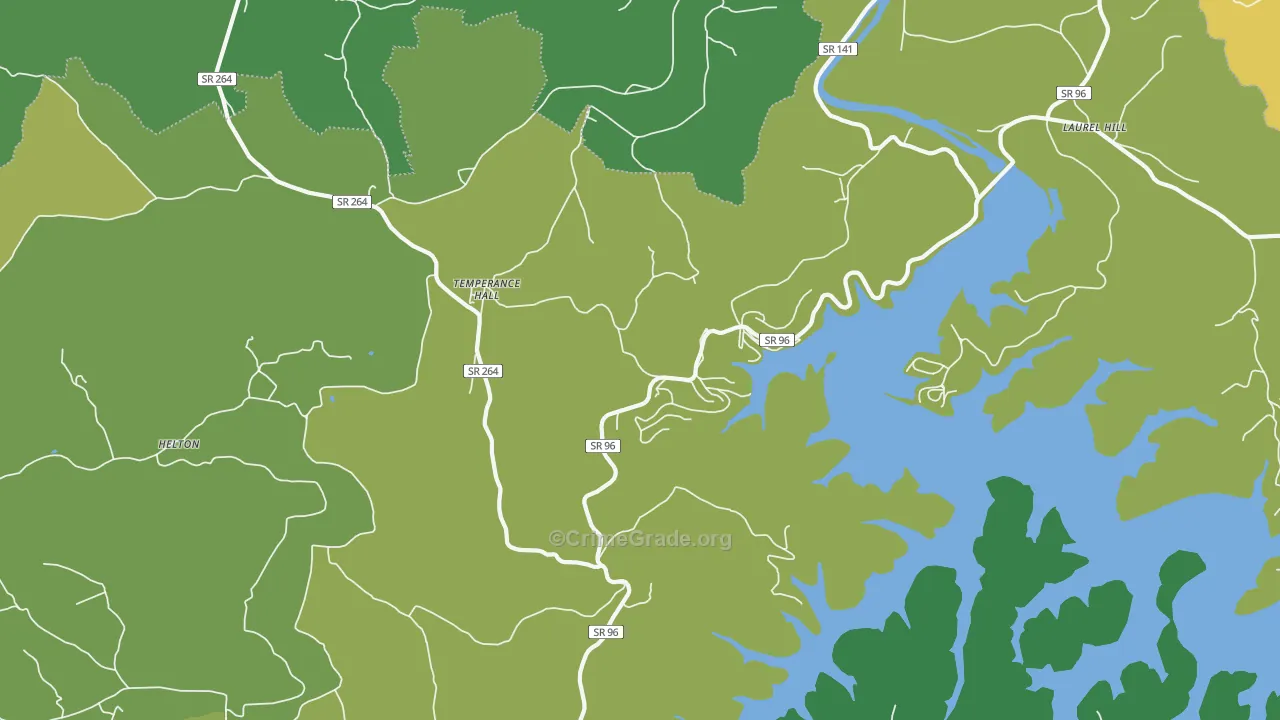 Temperance Hall, TN Map of Vehicle Theft Rates