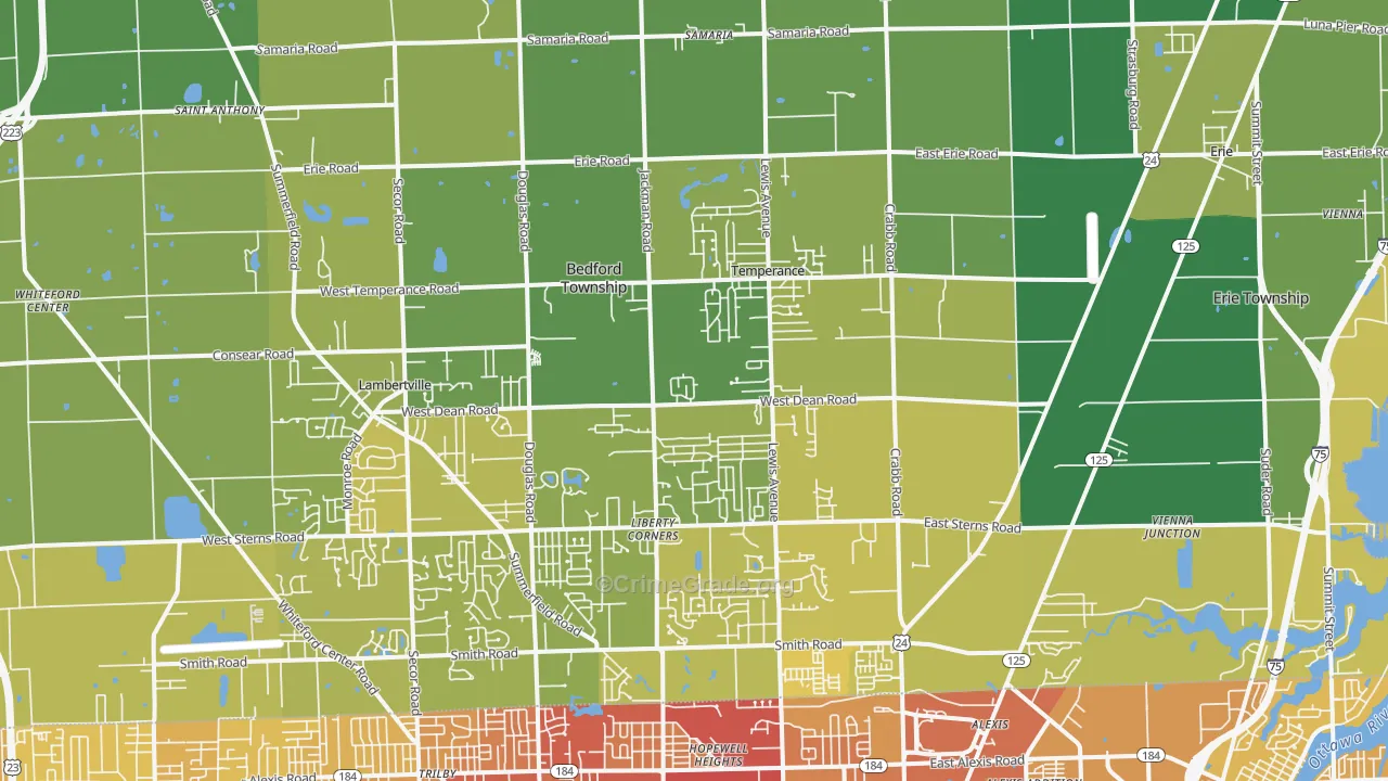 Temperance, MI Map of Vehicle Theft Rates