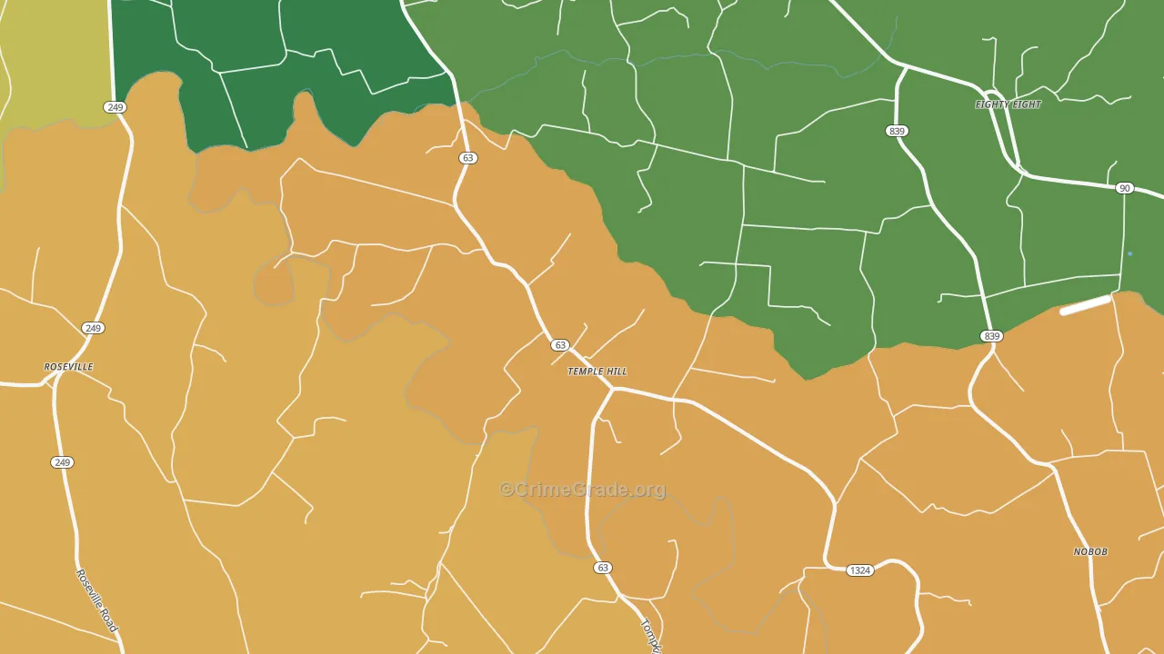 Temple Hill, KY Map of Vehicle Theft Rates