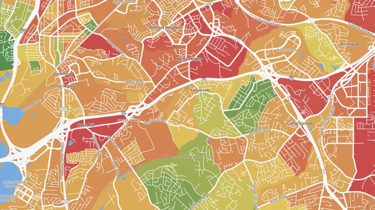 Temple Hills, MD Map of Vehicle Theft Rates