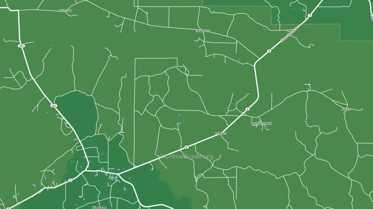Temple, LA Map of Vehicle Theft Rates