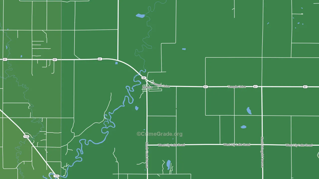 Temple, MI Map of Vehicle Theft Rates