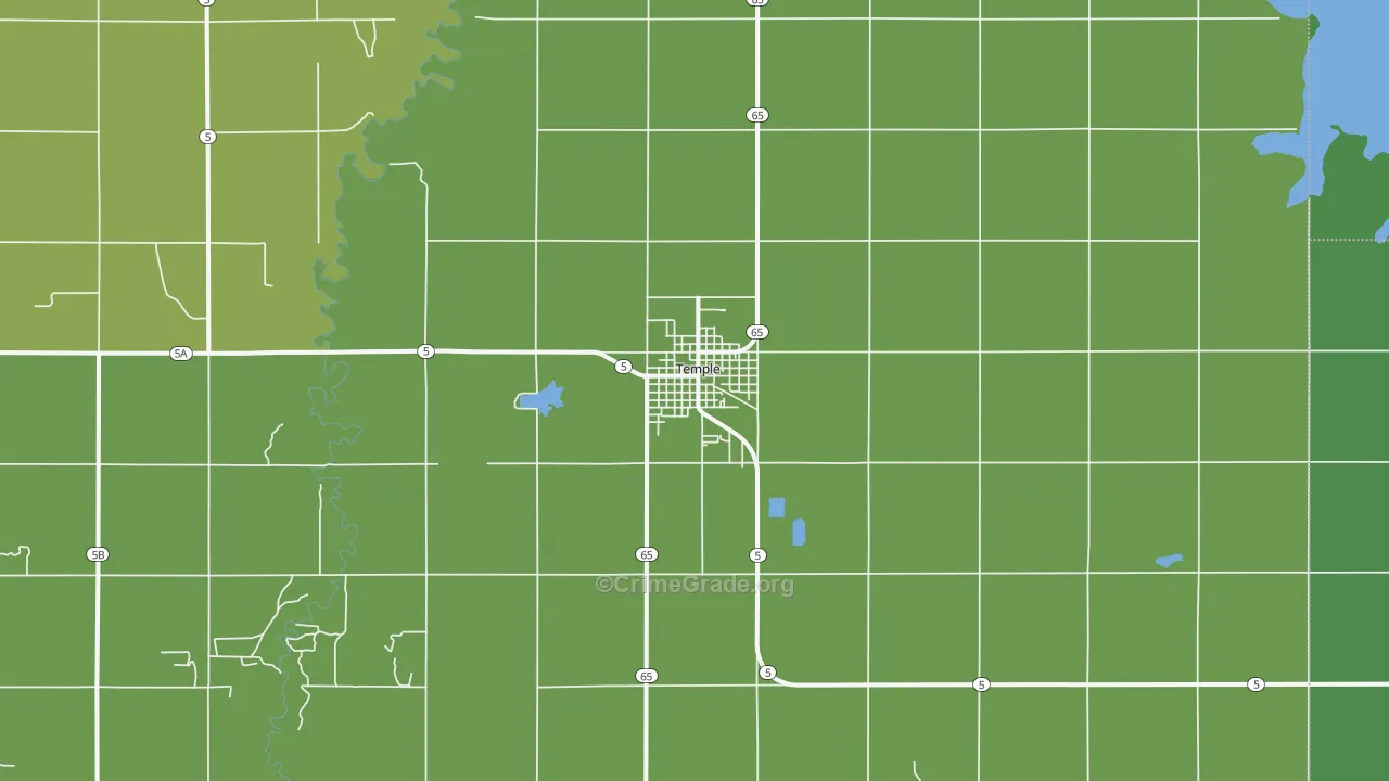 Temple, OK Map of Vehicle Theft Rates