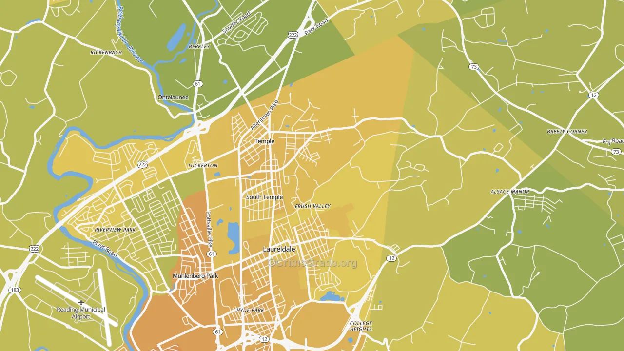 Temple, PA Map of Vehicle Theft Rates
