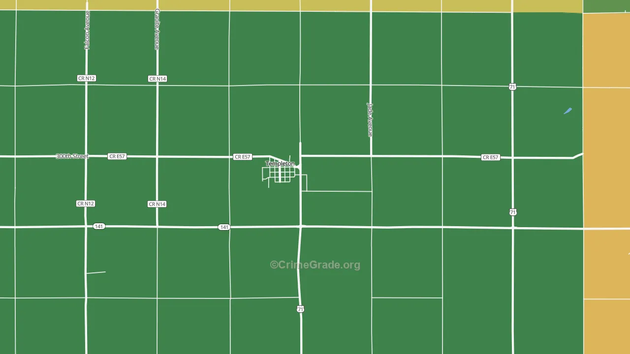 Templeton, IA Map of Vehicle Theft Rates