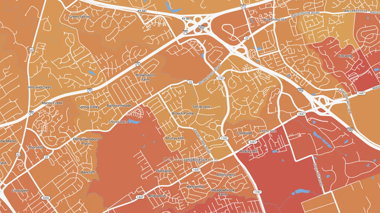 Ten Broeck, KY Map of Vehicle Theft Rates