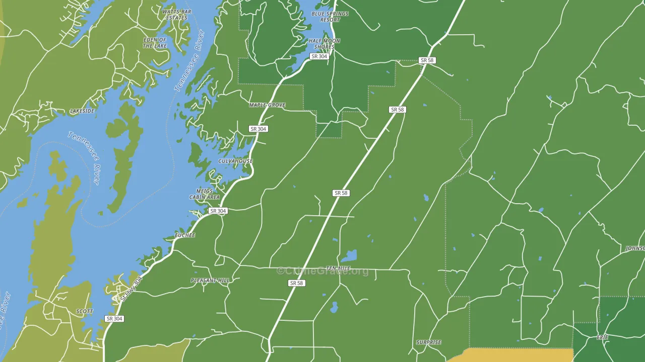 Ten Mile, TN Map of Vehicle Theft Rates