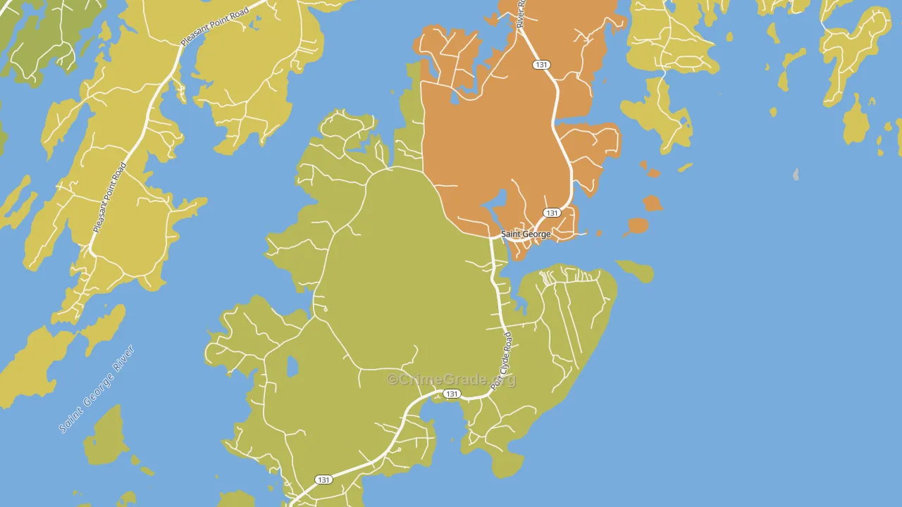 Tenants Harbor, ME Map of Vehicle Theft Rates
