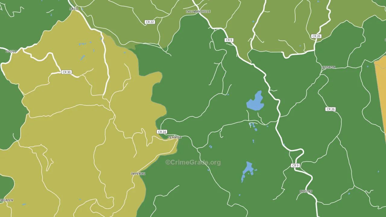 Tenmile, WV Map of Vehicle Theft Rates
