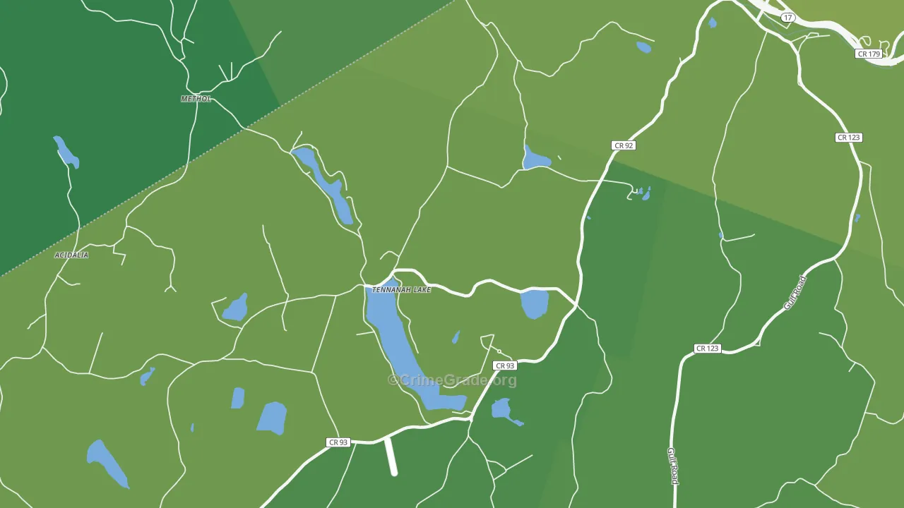 Tennanah Lake, NY Map of Vehicle Theft Rates