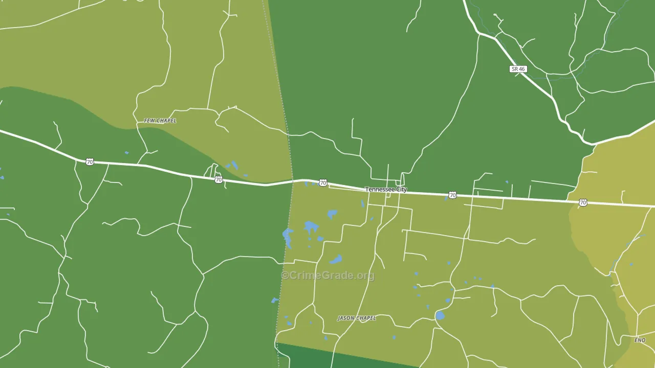 Tennessee City, TN Map of Vehicle Theft Rates