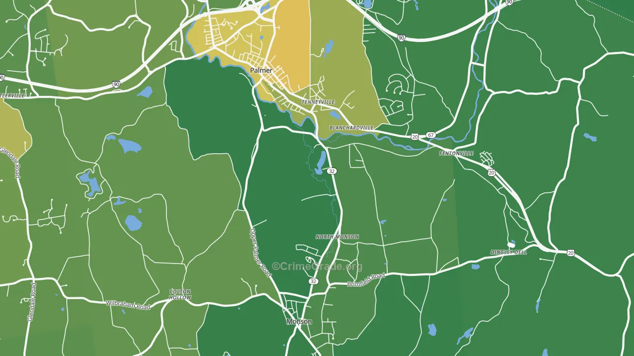 Tennyville, MA Map of Vehicle Theft Rates