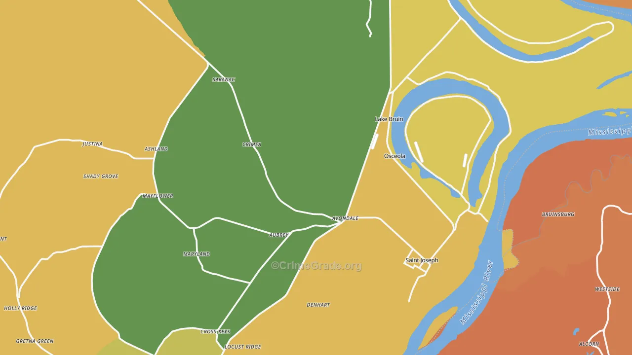 Tensas Parish, LA Map of Vehicle Theft Rates
