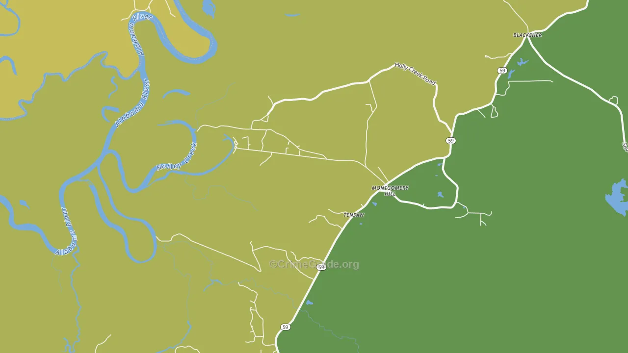 Tensaw, AL Map of Vehicle Theft Rates
