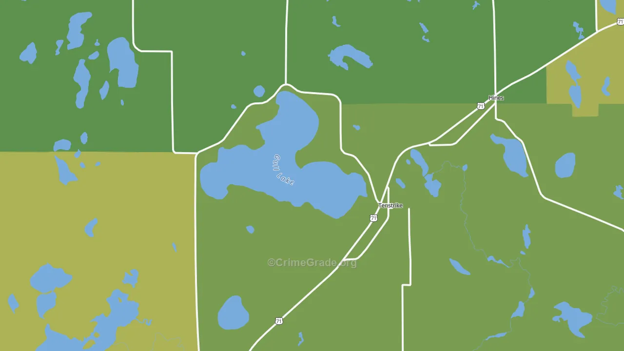 Tenstrike, MN Map of Vehicle Theft Rates
