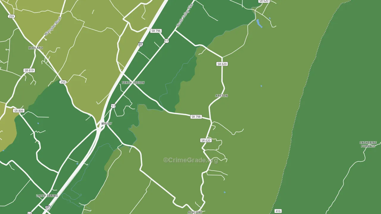 Tenth Legion, VA Map of Vehicle Theft Rates