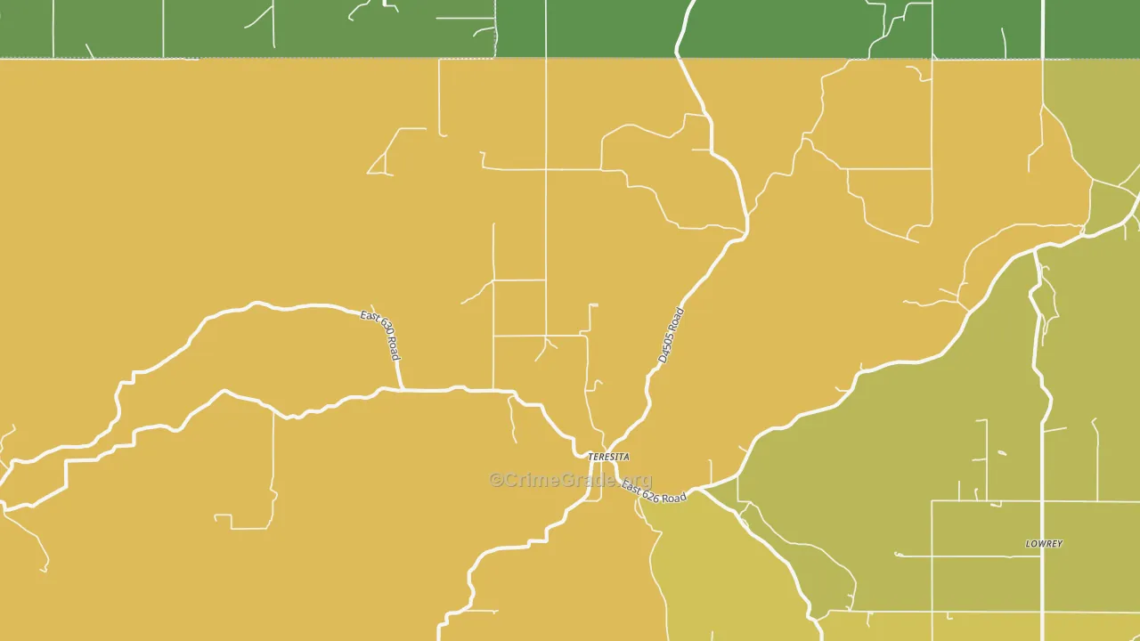 Teresita, OK Map of Vehicle Theft Rates