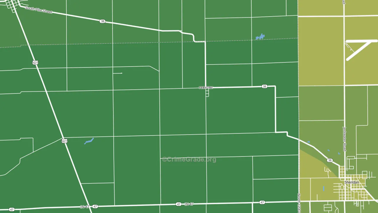 Terhune, IN Map of Vehicle Theft Rates