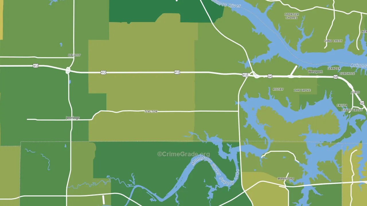 Terlton, OK Map of Vehicle Theft Rates