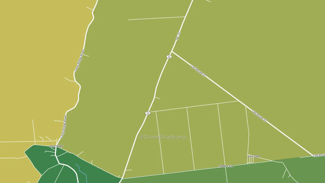 Terra Ceia, NC Map of Vehicle Theft Rates