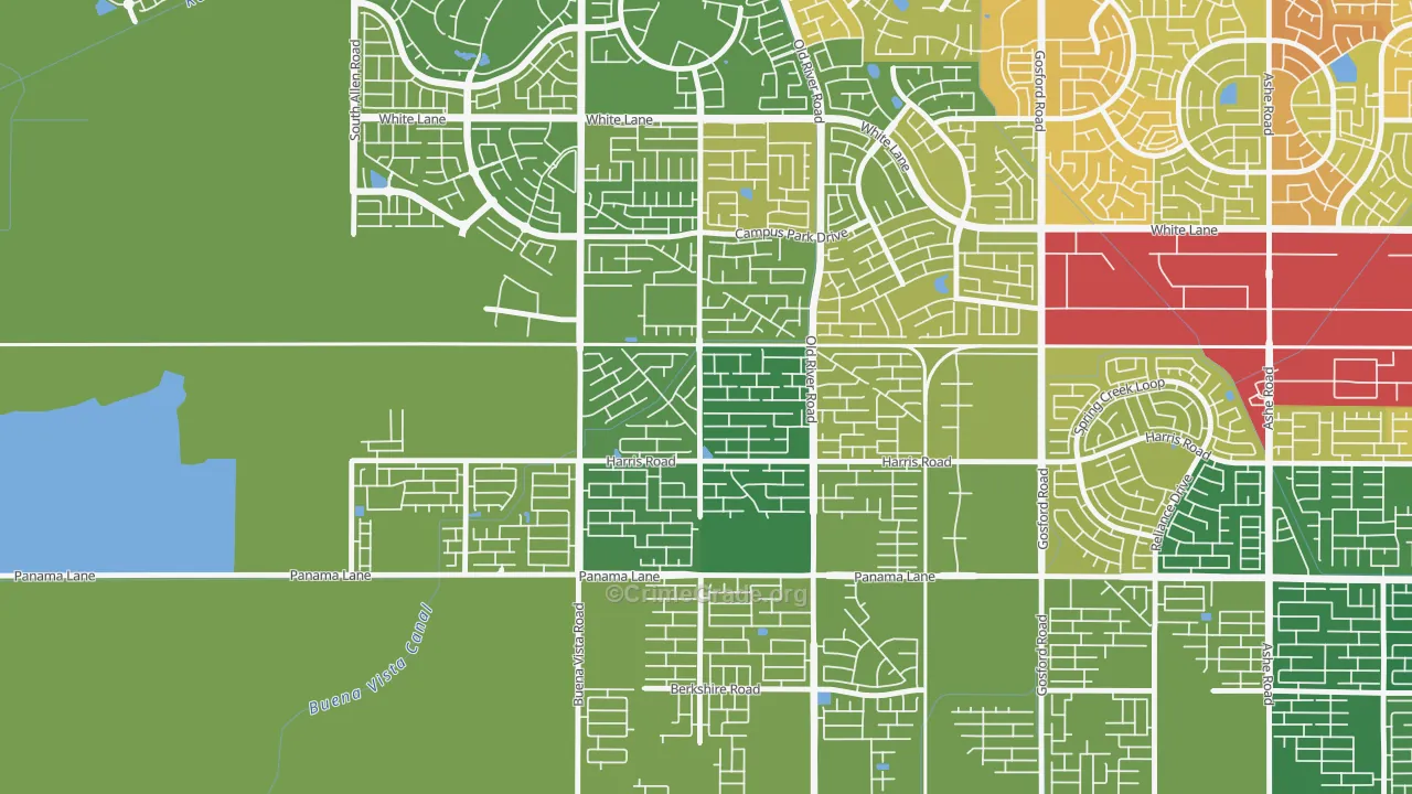 Terra Vista, Bakersfield, CA Map of Vehicle Theft Rates