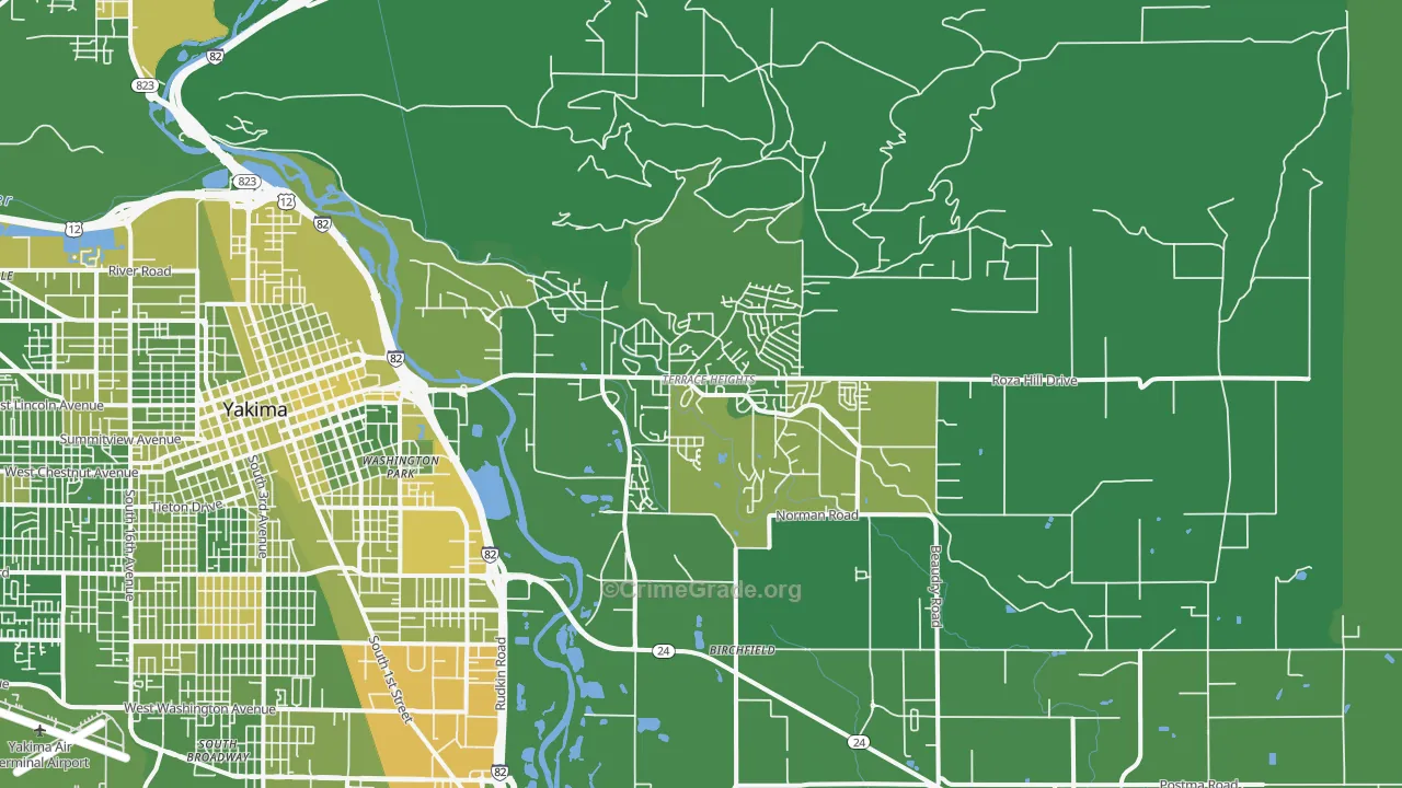 Terrace Heights, WA Map of Vehicle Theft Rates